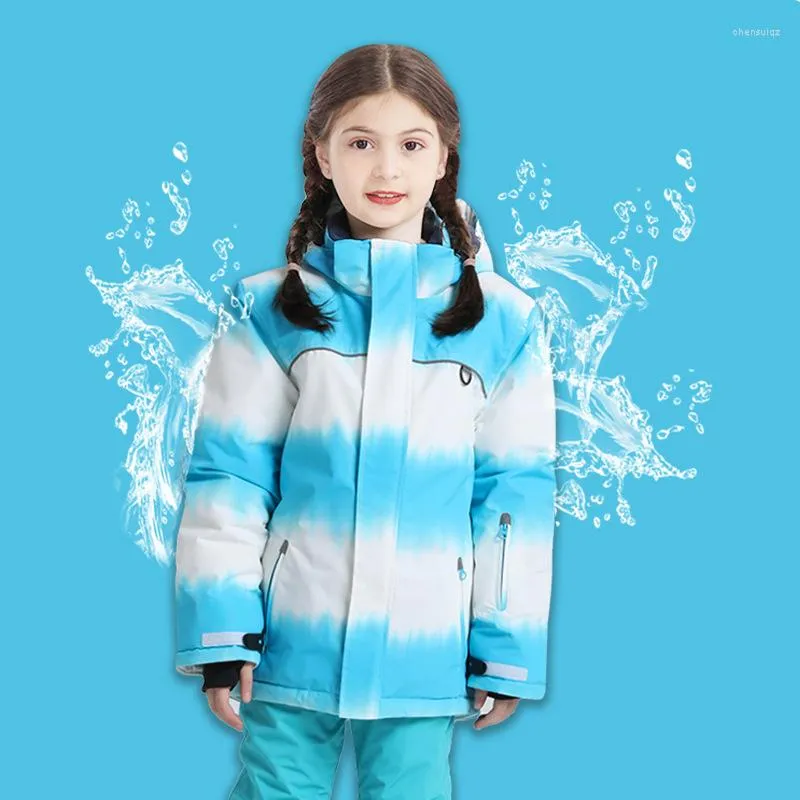 Kayak Ceketleri 2022 Çocuk Kayak Takımları Kızlar Sıcak artı Polar Kids Açık Snowboard Rüzgar Geçirmez Su geçirmez Tops Ceket Kapşonlu