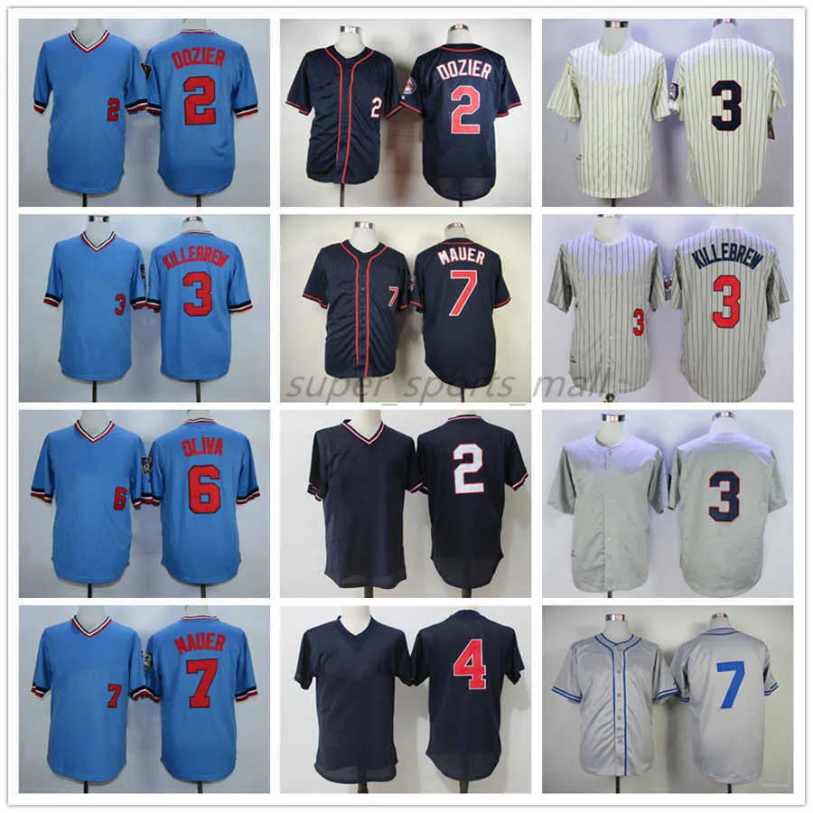 Maillot de baseball vintage 4 Paul Molitor 7 Joe Mauer 6 Tony Oliva 3 Harmon Killebrew 2 Brian Dozier 1969 Hommes Femmes Jeunes