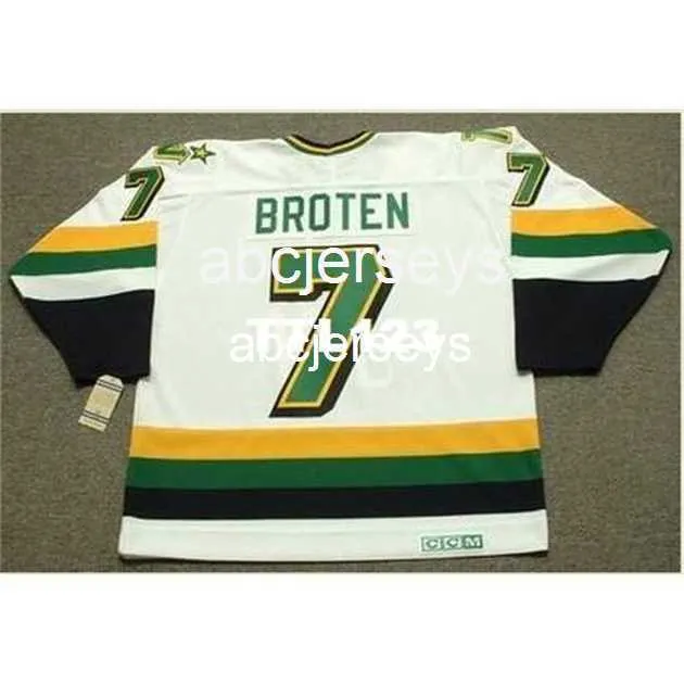 #7 Neal Broten Minnesota North Stars 1989 CCM Vintage Home Hockey Jersey Stitch valfritt namnnummer