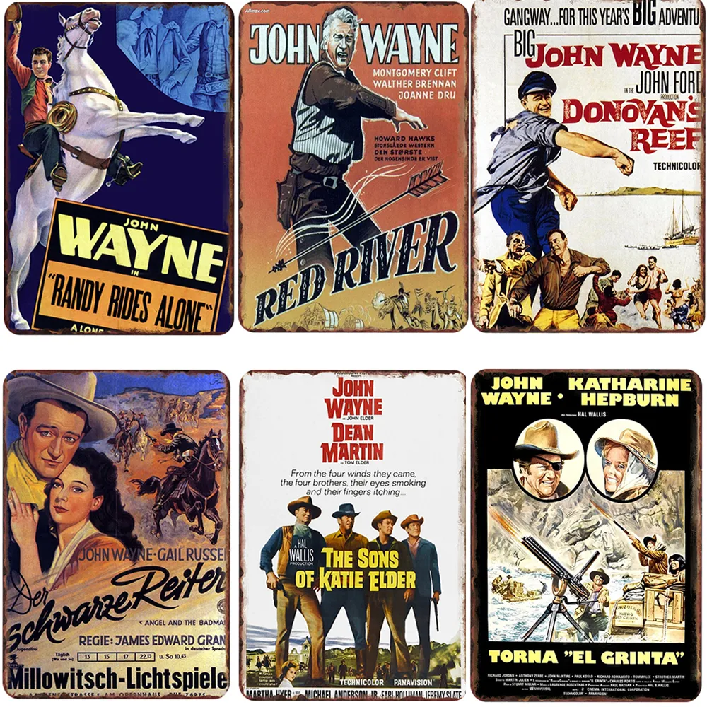 Vintage schilderij Retro Cowboy Wayne Do Old Movie Shabby Chic Metal Tinplate Poster Movies Metal Iron Signs Pub Bar Classic Cinema Wall Decor Maat 30x20cm