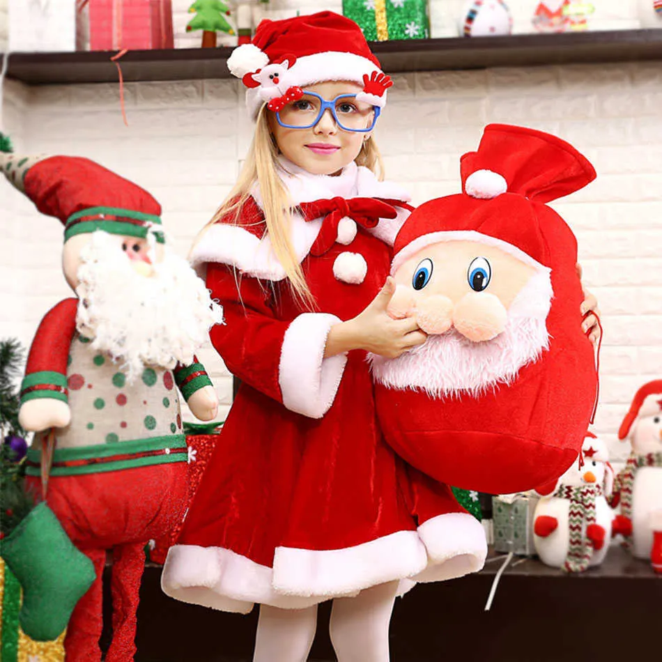 Christmas Cosplay Santa Claus Costume Set For Kids 3 Dress Pants