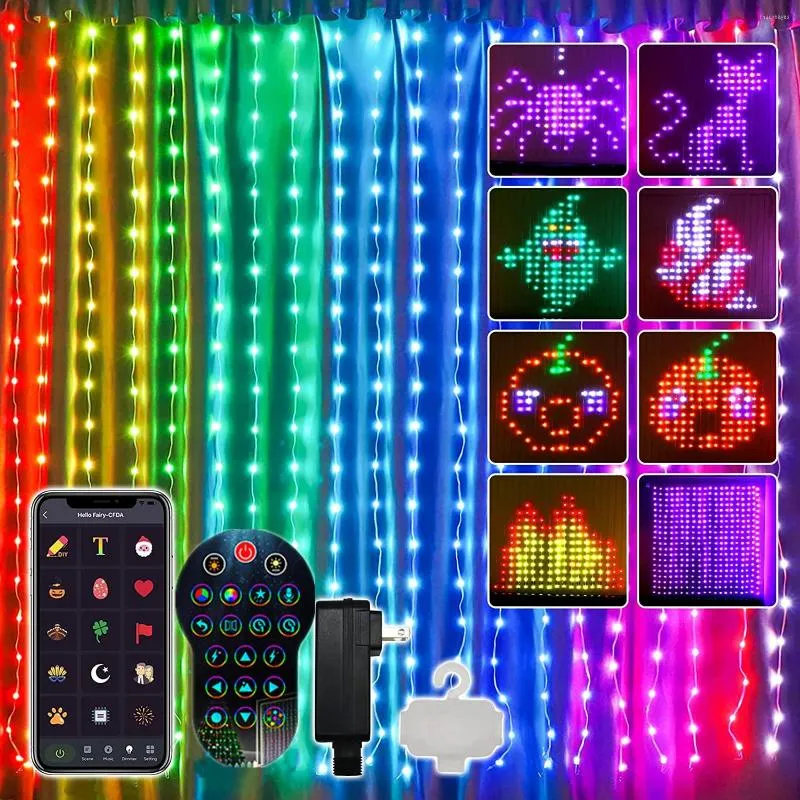 Strängar smarta LED -gardinsträngslampor Bluetooth App Control Jul dekoration DIY Bild Fairy Light Garland Navidad Window Room