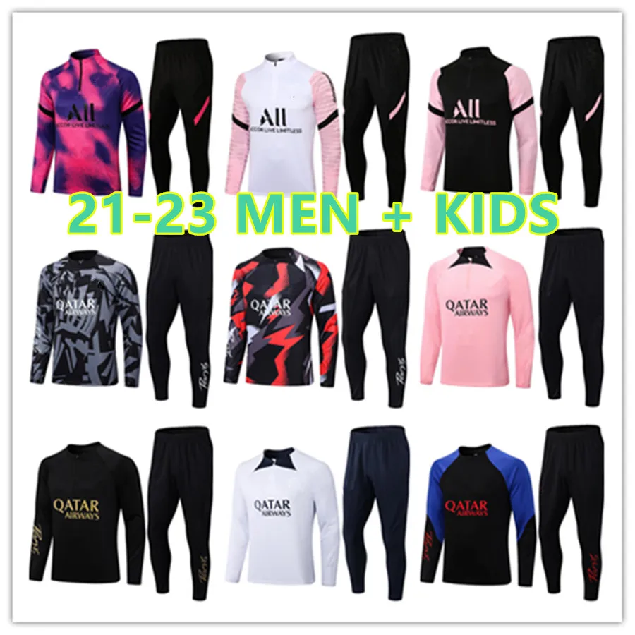 Soccer Jerseys 2022 2023 HAKIMI PsGs Soccer Jerseys training suit VERRATTI MBAPPE soccer tracksuit 22 23 Mens kids kits tracksuits survetement foot chandal