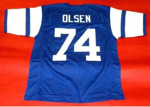 zszyty vintage #74 Merlin Olsen Niestandardowy strach czwórki piłkarski rozmiar S-4xl Niestandardowy koszulka Numer Numer