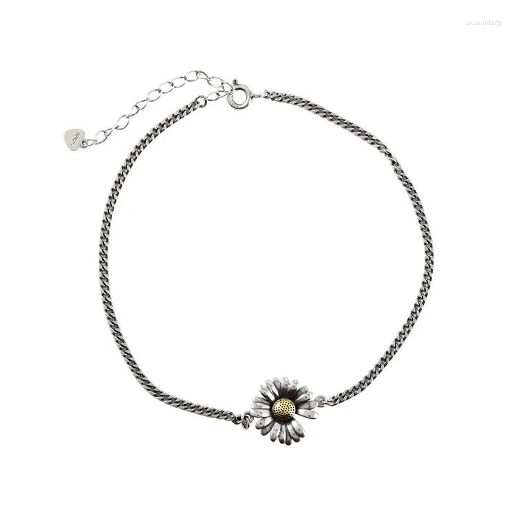 Anklets Real 925 Sterling Silver Refreshing Little Daisy Decorative Pendant Ankle Bracelet Statement Designer Female Anklet