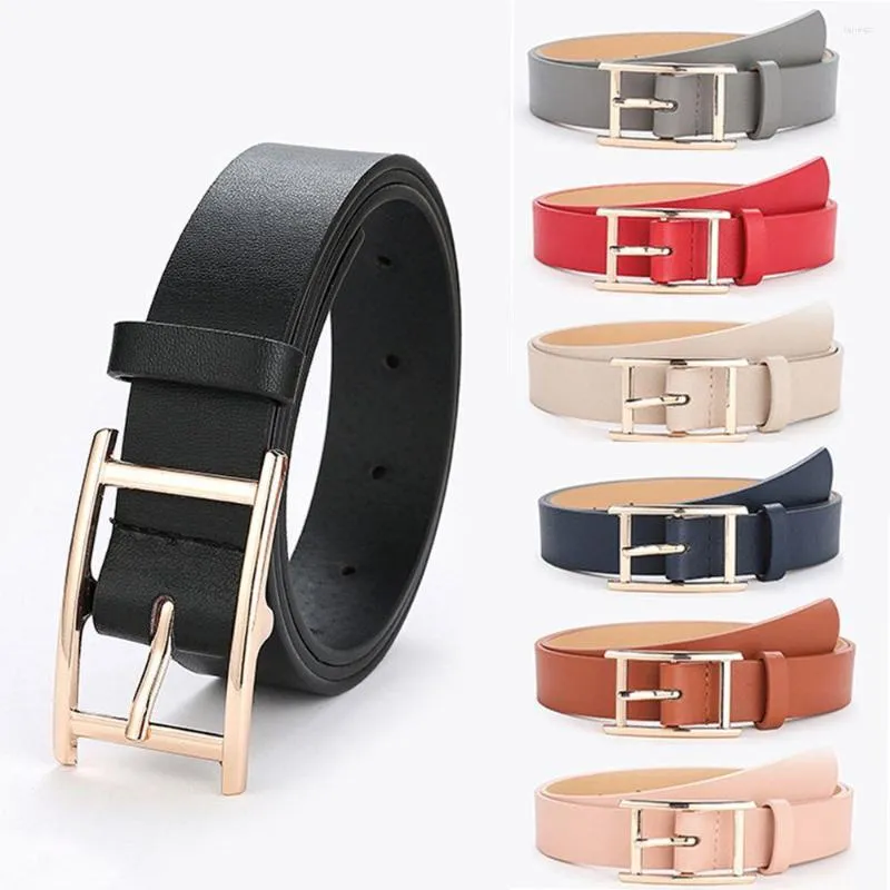 Belts Women Gold Square PU H Belt Fashion Metal Pin Buckle Rectangle For Luxury Black Waistband Female Dress Jeans