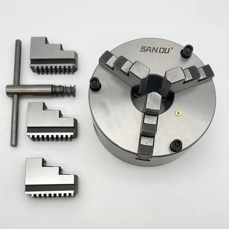 3 Jaw Chuck 100mm Front Mount 3 Hole Type SANOU Brand 3 Jaw Lathe Chuck K11-100 Chuck Jaw For Sales