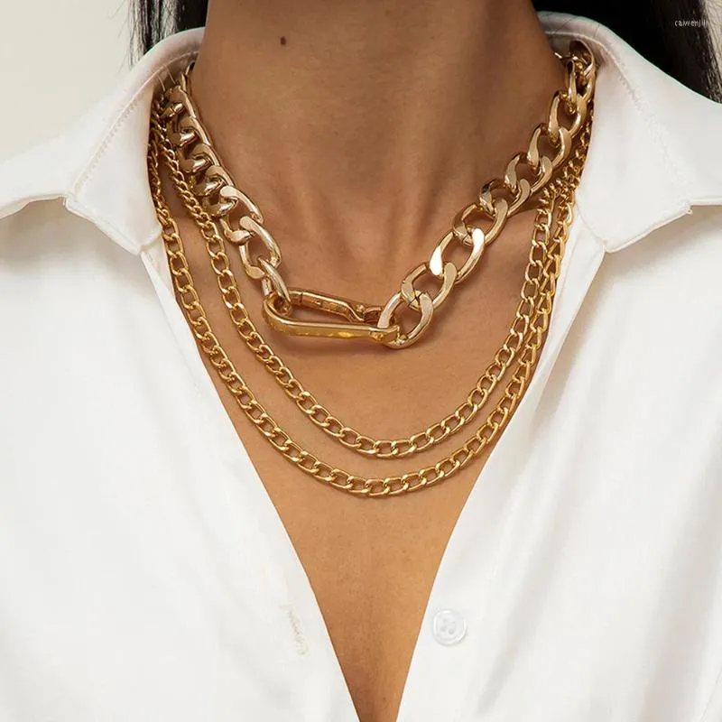Colares de pingentes colares de colar de botão grande em camadas para mulheres Hip Hop Hip Hop Punk Lock Chaky Chaker Jóias femininas
