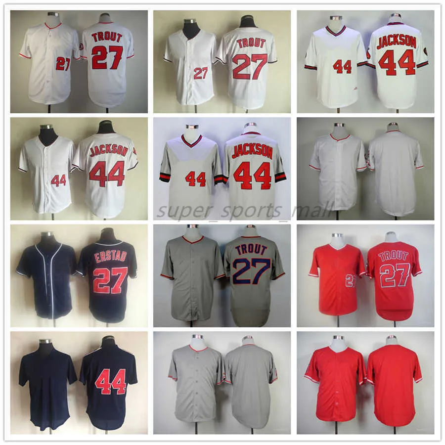 Vintage Baseball Jersey 44 Reggie Jackson 27 Erstad Shortback 29 Rod Carew 30 Nolan Ryan Blank 1973 Mężczyzn Mężczyzn Młodzież