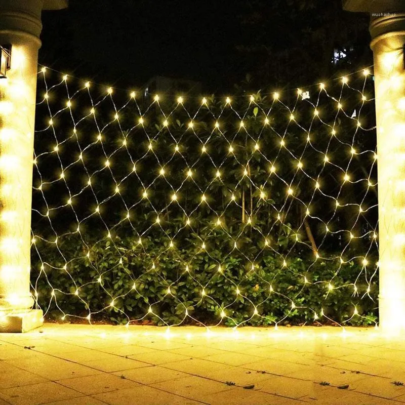 Stringhe 3X2M 10X1M 6X4M Natale LED Net Light Outdoor Mesh Tree Wrap Bush Fairy String Holiday Xmas Curtain Garland