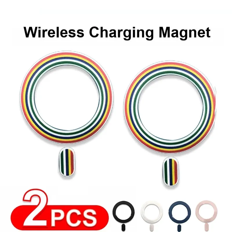 2 pièces étuis à bagues pour chargeur sans fil Magsafe pour iphone 14 13 12 11 Pro Max 6 7 8 plus x xs xr autocollant universel en silicone plaque de support de montage de voiture magnétique