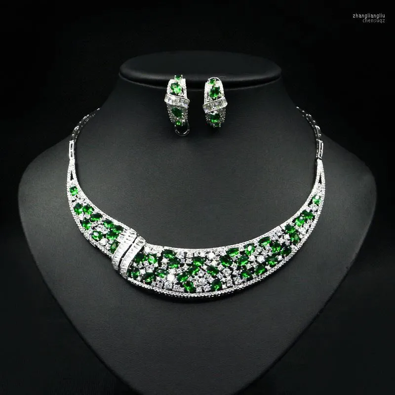 Necklace Earrings Set & Luxury Multicolor Zircon For Women Pendientes Wedding Dresssing Fashion 2022 Trendy Gift