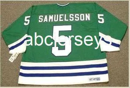 Herren Vintage #5 ULF SAMUELSSON Hartford Whalers 1989 CCM Hockey Jersey individuell mit beliebiger Namensnummer