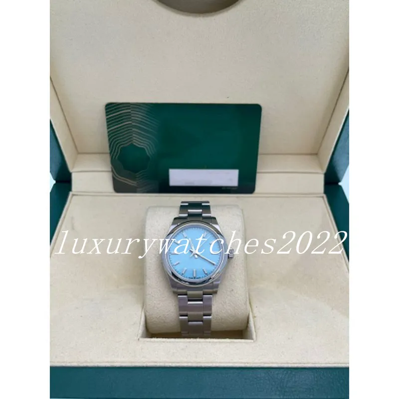 NF ZWYCIETY FOBRICZNE V5 Wersja 31 mm Mint Blue Dial Automatyczne mechaniczne stal Sapphire Man Women 2813 Ruch samodzielne światła szafirowe ze szafirowymi szklanymi zegarami