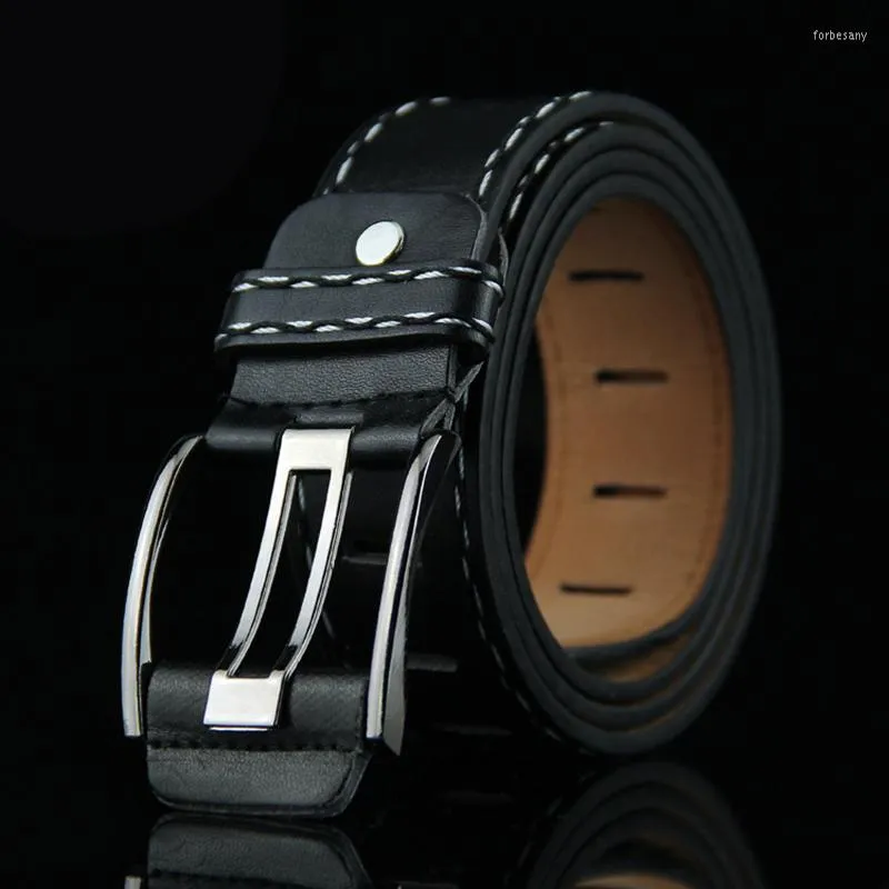 Belts Men Women Vintage Fashion Metal Buckle PU Leather Waist Belt Business Jeans Pants Waistband White/Black/Brown Casual