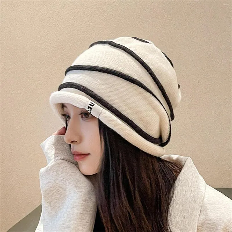 Koski Extra duże dla mężczyzn Women Retro Rolled Harm Warm Fashion Hat Knit Piasped Print Trime Outdoor Trucker Hats