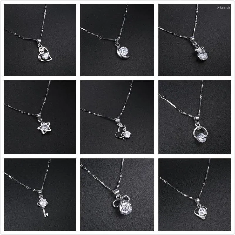 Pendant Necklaces 10/20Pcs/Lot Fashion Love Cross Heart Key Zircon Charm Necklace Jewelry For Women Engagement Mix Style Party Gift