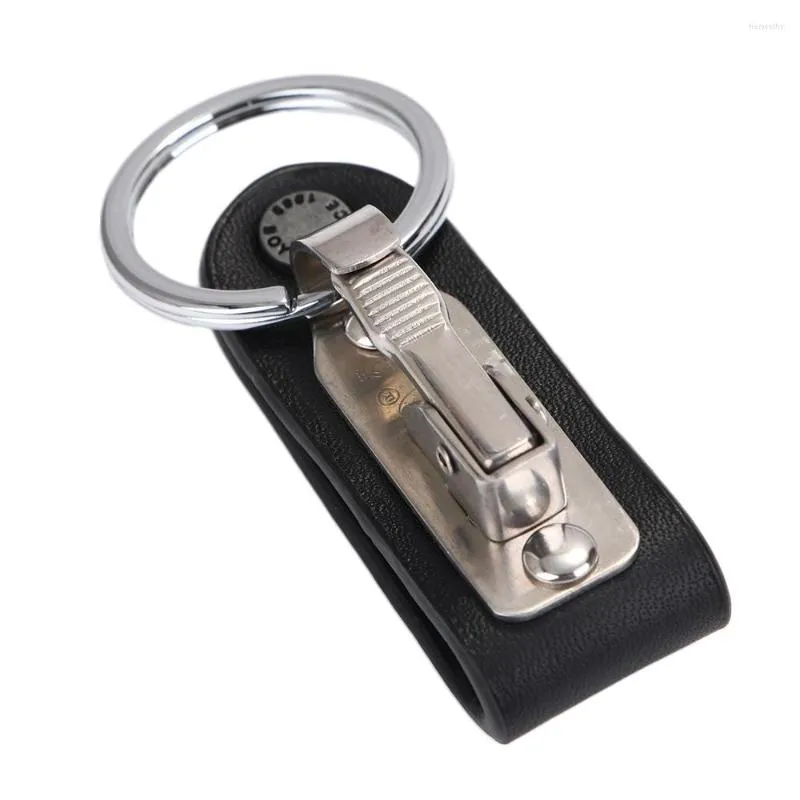 Porte-clés 1 pièces mode porte-clés suspendu porte-clés pince sur ceinture Faux cuir acier inoxydable taille détachable support suspendu
