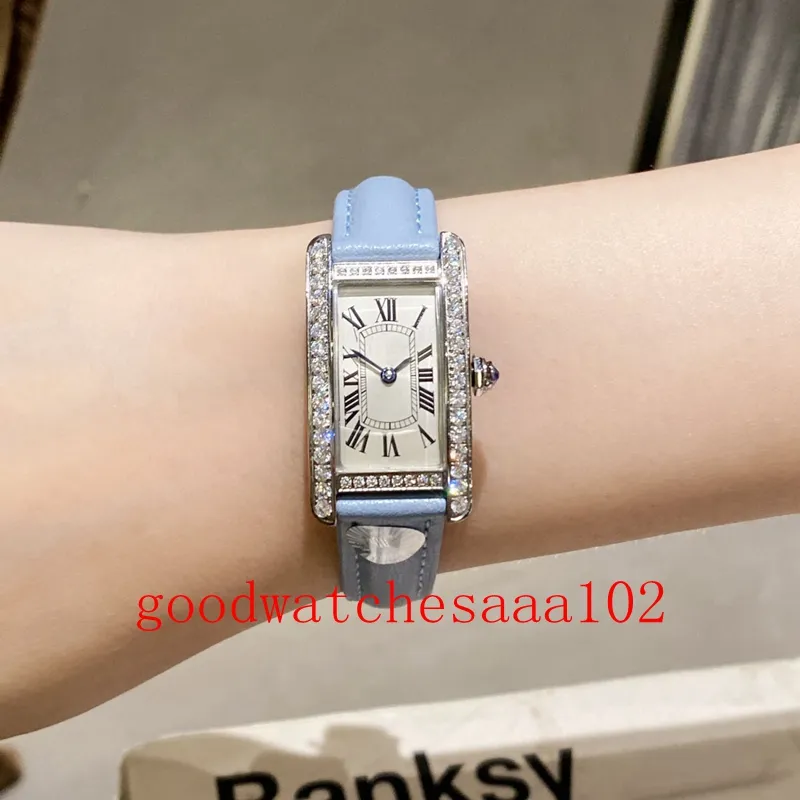 HR factory fabuloso Reloj de lujo Reloj para mujer Nueva versión tanques Diamante Esfera blanca VK Cronógrafo de cuarzo Trabajo 18K Oro rosa Correa de cuero Bandas Relojes para mujer