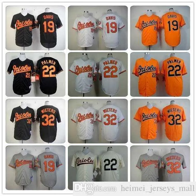 2019th Mens Women Youth Baseball Jerseys 22 Джим Палмер Дети 19 Дэвис сшил 32 Мэтт Витер Джерси белый серый красный черный топ