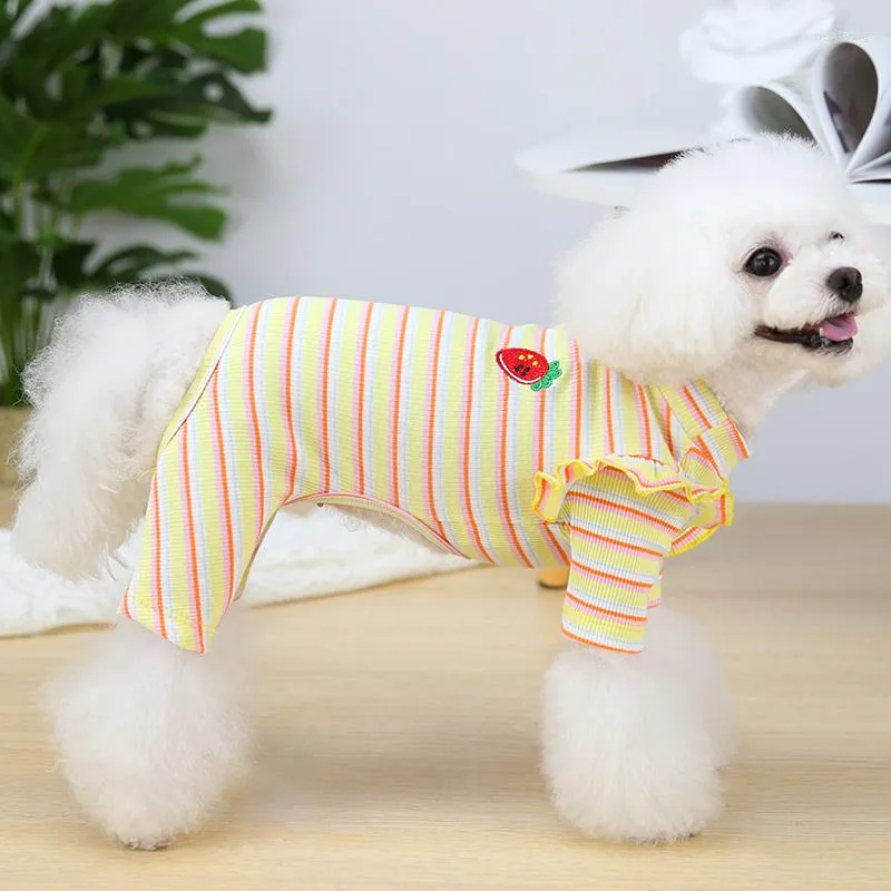 Abbigliamento per cani Striscia Vestiti per animali Tuta in pizzo Principessa Cucciolo Abbigliamento Tuta per cani di piccola taglia Bassotto Pigiama Costume PJS XL