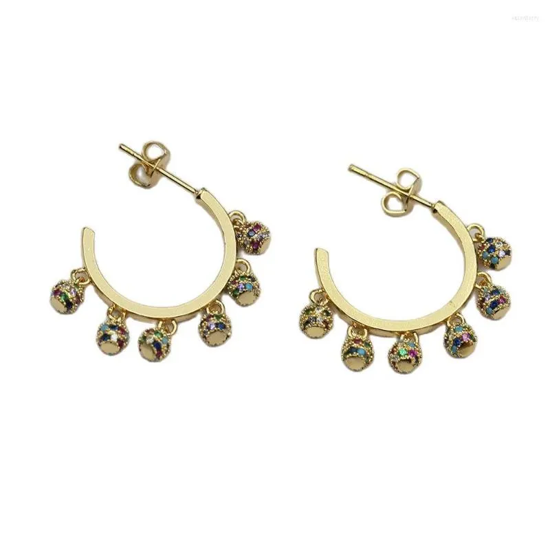 Dangle Earrings Guaiguai JewelryカラフルなボールチャームスモールフープフローティングチャームCZレディーガールギフトのために舗装