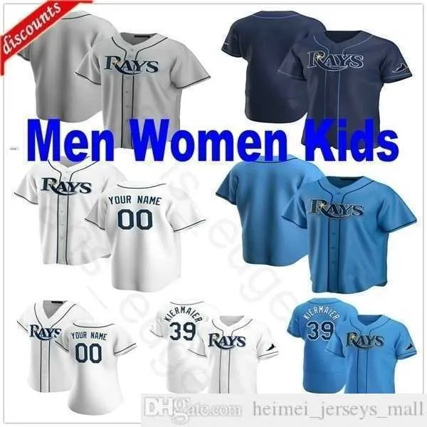 Personnalisé 2021 Hommes Femmes Enfants Jeunesse Baseball Maillots Cousu 39 Kevin Kiermaier 4 Blake Snell Jesus Aguilar Austin Meadows 18 Joey Wendle