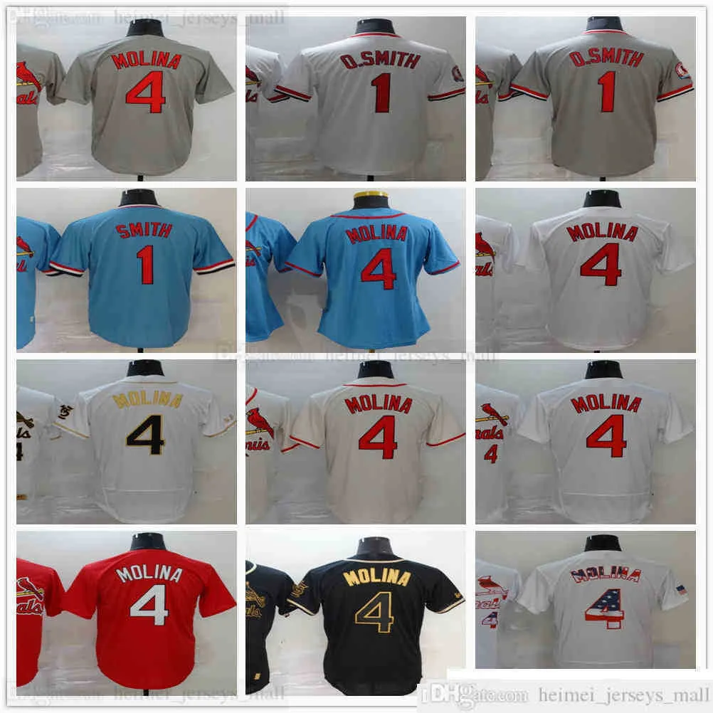 2021 Dikiş Beyzbol 1 Ozzie Smith Forma Mavi 4 Yadier Molina Jersey 46 Paul Goldschmidt Siyah Beyaz Kırmızı Boş Boş Adam Adını Yok