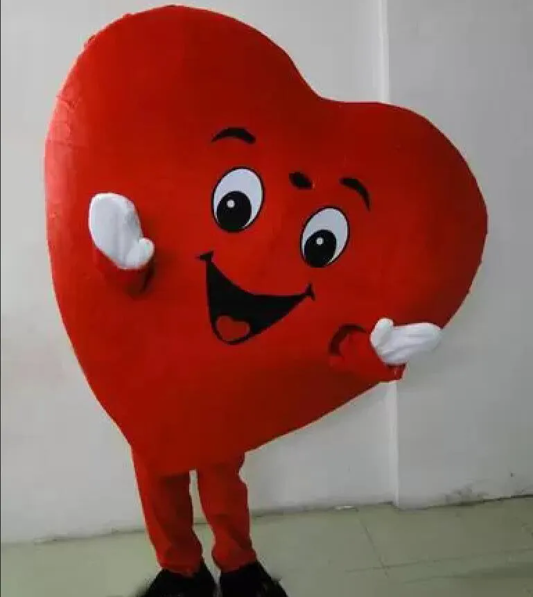 Coeur rouge de haute qualité du costume de mascotte adulte taille adulte coeur fantaisie amour mascotte costume