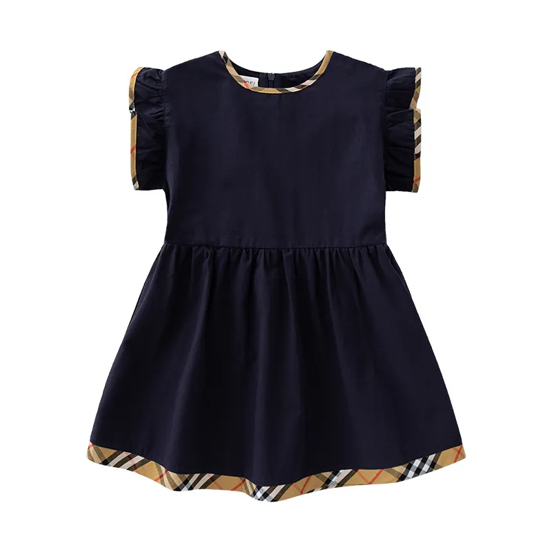 Cotton Girls Dresses Designers 2023 Simple Fashion Kids Casual Style Dresses Solid Color Summer Autumn Clothes for Children