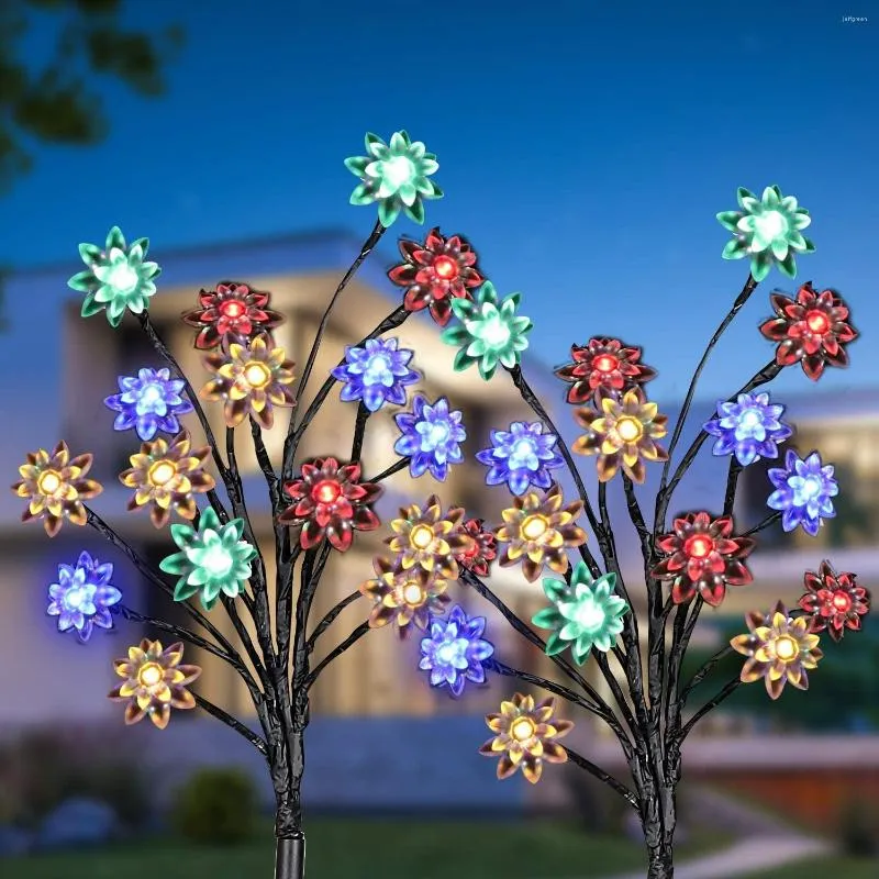 Pacchetto luci decorative solari Luce di fiori all'aperto Pannello più largo 2 modalità Multicolour Stake Garden