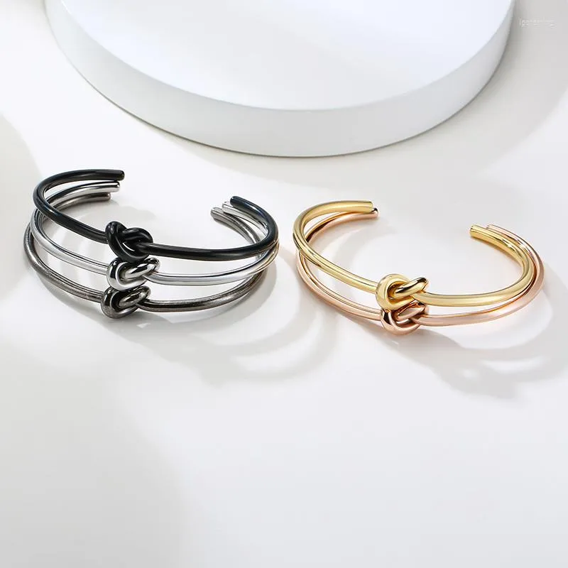 Bracelet Modyle tendance rond circulaire noeud ouvert manchette Bracelets pour femme élégant couleur or bijoux Noeud brassard Pulseiras