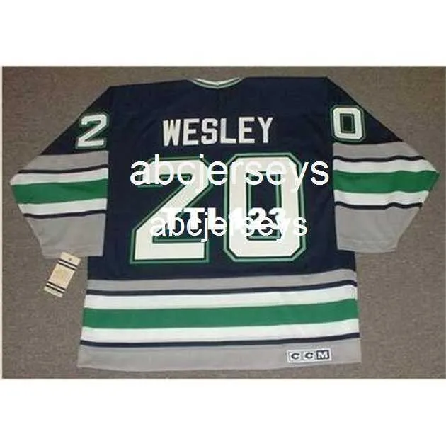 #20 GLEN WESLEY Hartford Whalers 1995 CCM Vintage Hockey Jersey Costure qualquer número de nome