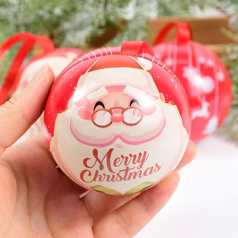 Kerstdecoraties 6,8 cm Ball Iron Candy Box Tree Decoratie Hangende ballen ornament Jar opslag Xmas Jaar 2022 Kids cadeau