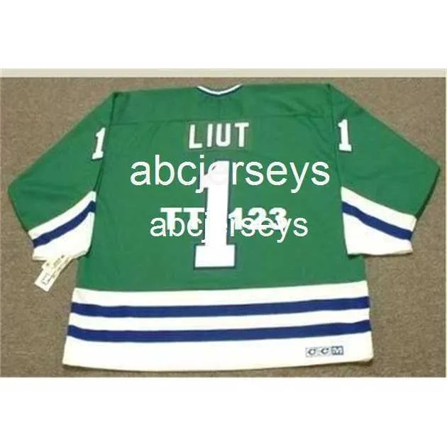 # 1 MIKE LIUT Hartford Whalers 1988 CCM Tck Away Maglia da hockey Cuci qualsiasi numero di nome