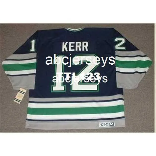 ＃12 Tim Kerr Hartford Whalers 1992 CCM VintageTホッケージャージーステッチ任意の名前番号