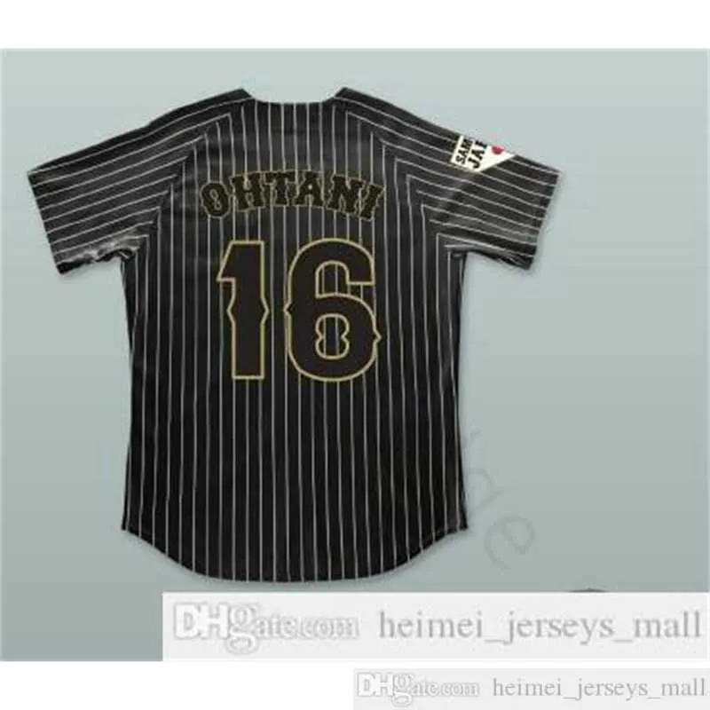 Wholesale Mens Shohei Ohtani 16 Japan Samurai Black Pinstriped Baseball Jersey #16 Shohei Ohtani Stitched jersey size S-XXXL