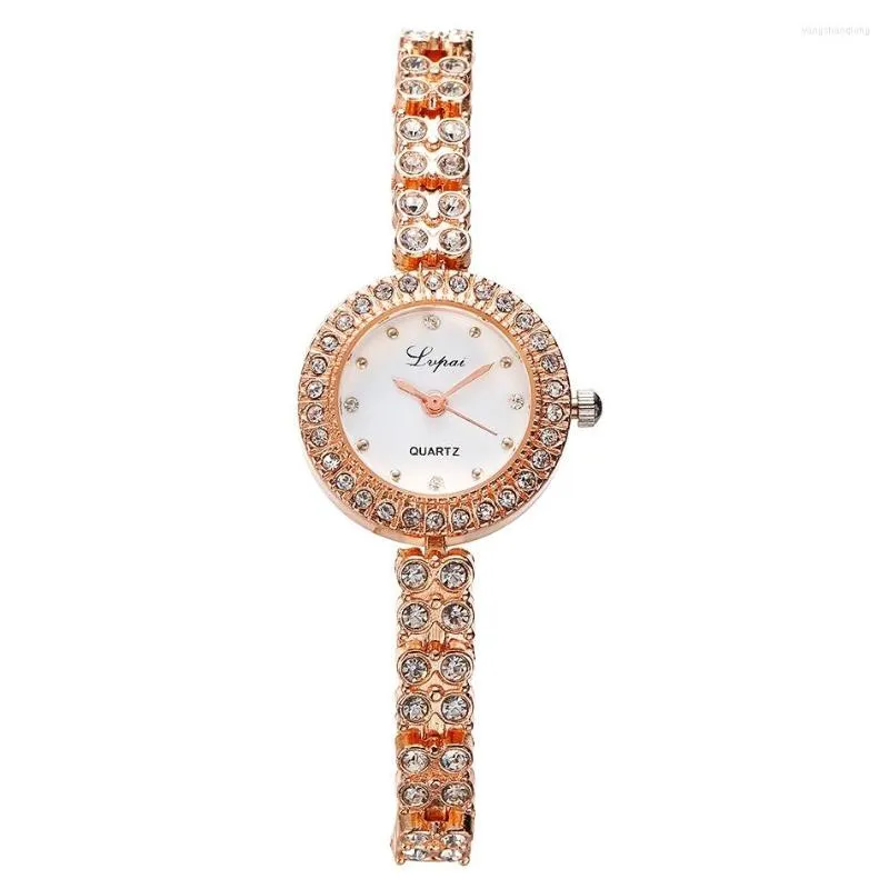Wristwatches Brand Fashion Quartz Watch Women Luxury Crystal Bracelet Wristwatch Simple Rose Casual Ladies Dress Sport Clock