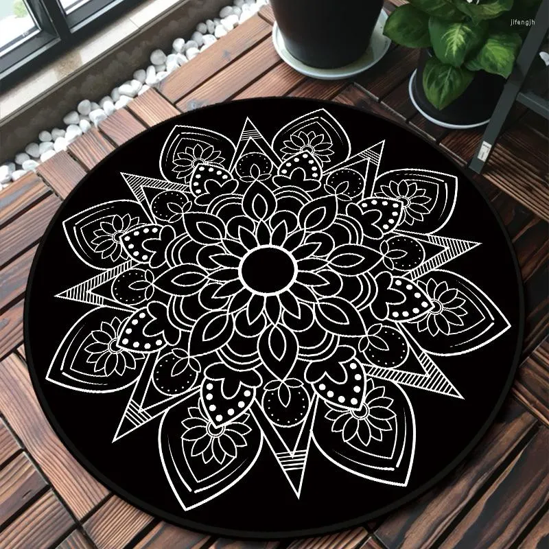 Carpets National Style Round Mandala Carpet Rugs Room Decor Play Area Rug Bedside Doormat Floor Chair Mat Large Living