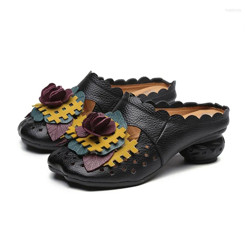 Sandaler mode tofflor ih￥liga design bekv￤ma sommarskor kvinnor ￤kta l￤der h￶gkvalitativ designer loafers