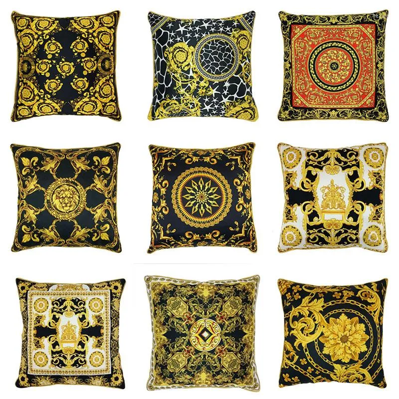 Pillow Classical Court Royal Style Golden Cord Emulation Silk Throw PillowCovers Couch Cover Home Decor Pillowcase