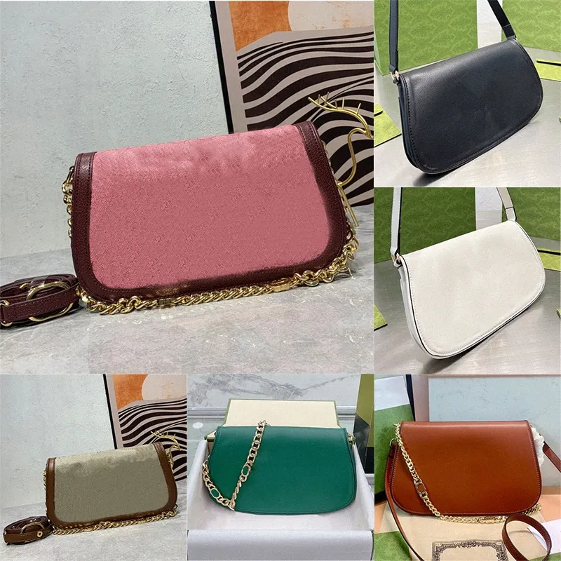 Designer Blondie Bolsas de ombro m￩dio bege lona branca de couro transversal corpora de hardware em tons dourados bolsa de bolsa de luxo