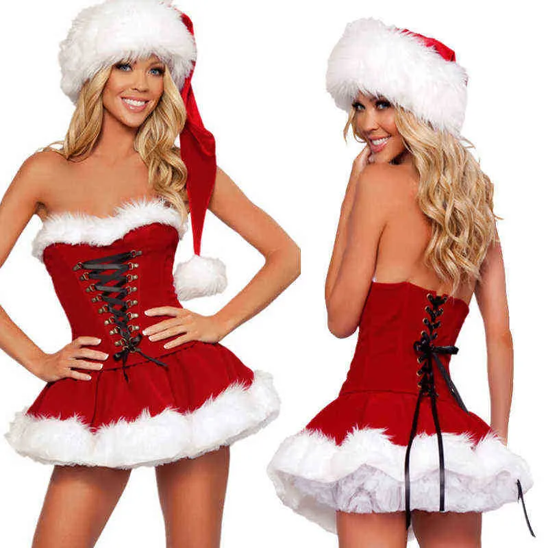 Stage Wear Sexy Lady Babbo Natale Xmas Come Lovely Erotic Christmas Princess Cosplay Carnival Night Club Party Fancy Dress T220901