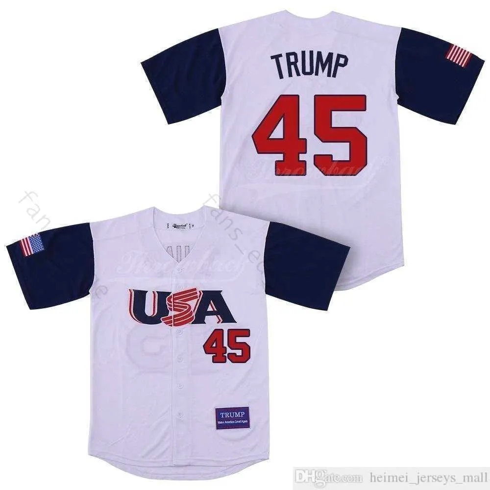 Męskie #45 Donald Trump Pomaganiowe wydanie 100% zszyte koszulki baseballowe