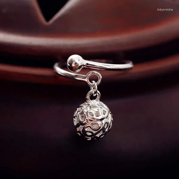 Cluster Anneaux Réel Pur 925 En Argent Sterling Boule Creuse Pour Les Femmes Déclaration Bijoux Anneau De Doigt Anillos Mujer Bijoux