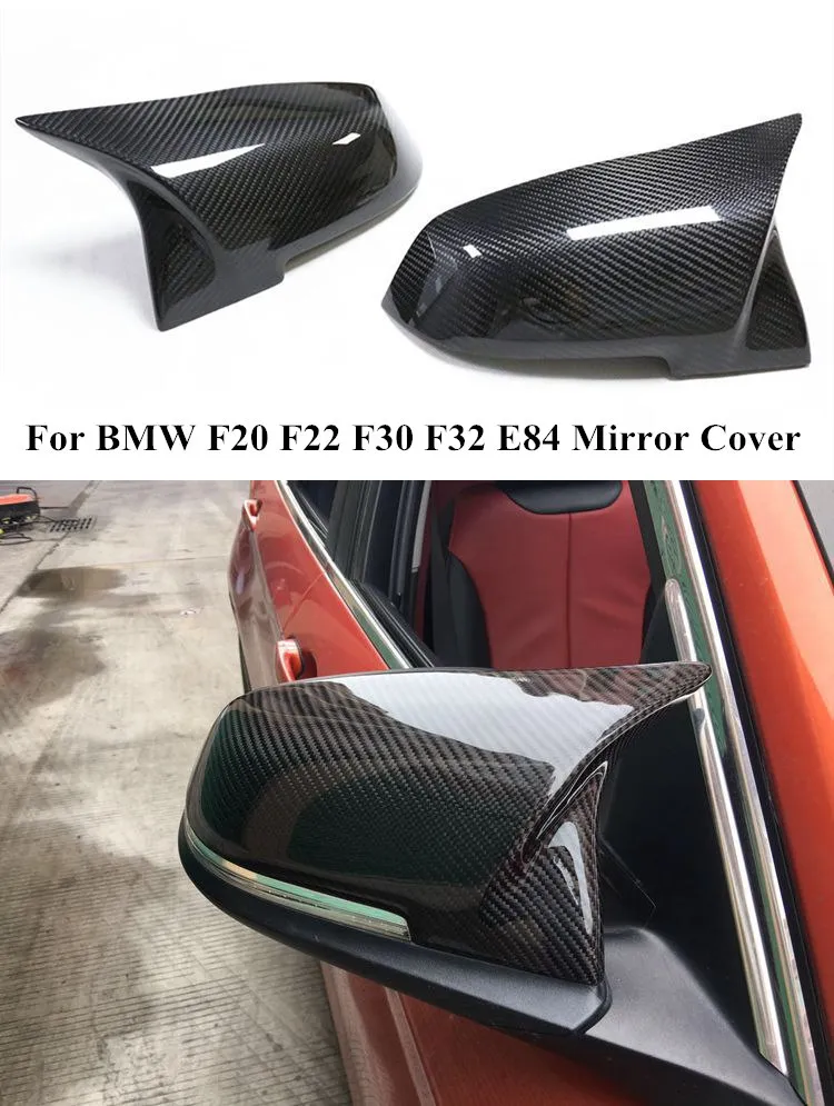 Capuchons de couverture de rétroviseur de voiture pour BMW 1 2 3 4 X1 série F20 F22 F23 F30 F31 F32 F33 E84 I3 coque d'aile latérale en Fiber de carbone