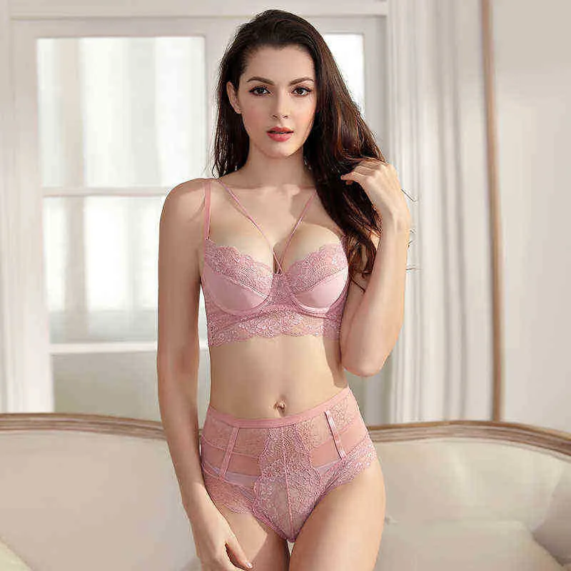 Bras define o sutiã de sutiãs ultrafinos, push up thorreu sutiã sexy com renda de renda com arruelado sem arbustos calcinha de arranha-céus lingerie t220907