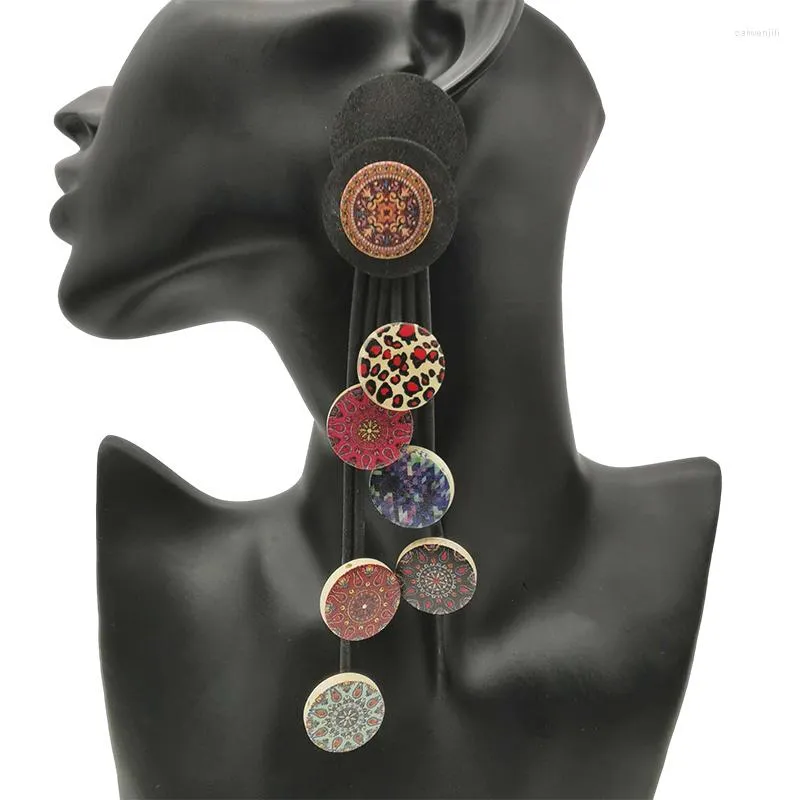 Boucles d'oreilles pendantes UKEBAY Style ethnique goutte femmes impression bohême déclaration bijoux faits à la main boucle d'oreille en bois accessoires d'oreille