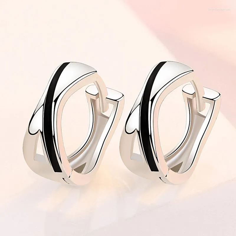 Hoop Earrings LByzHan 925 Sterling Silver Earring Black Pattern For Women Fashion Korea Jewelry