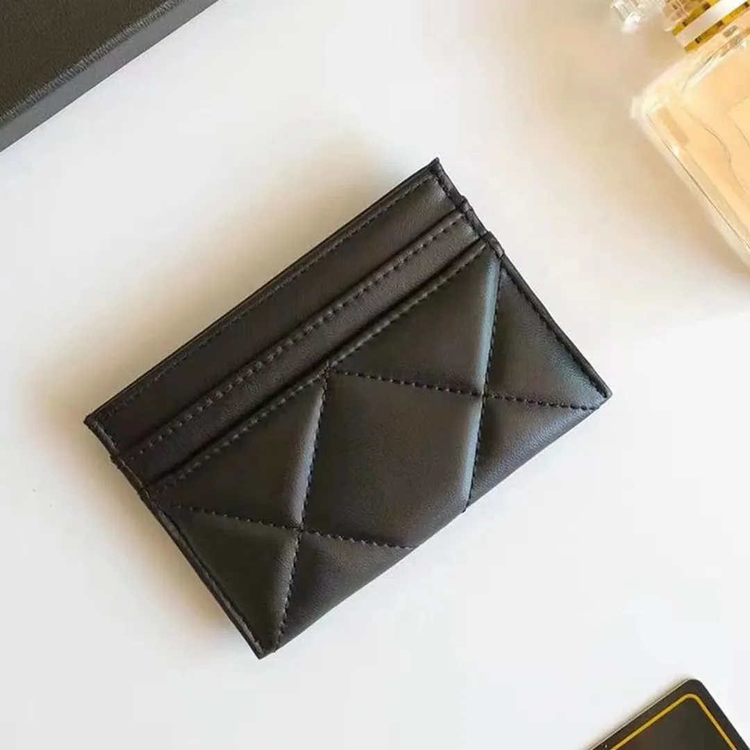 مصمم فاخر Caviar C حامل بطاقة Woman Classic Black Real Leather Mini Wallet Mans Coin Purse Bases Holders بالجملة بالجملة